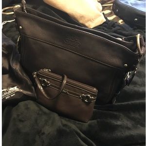 Coach Zoe Dark Brown Lthr Purse & Wristlet